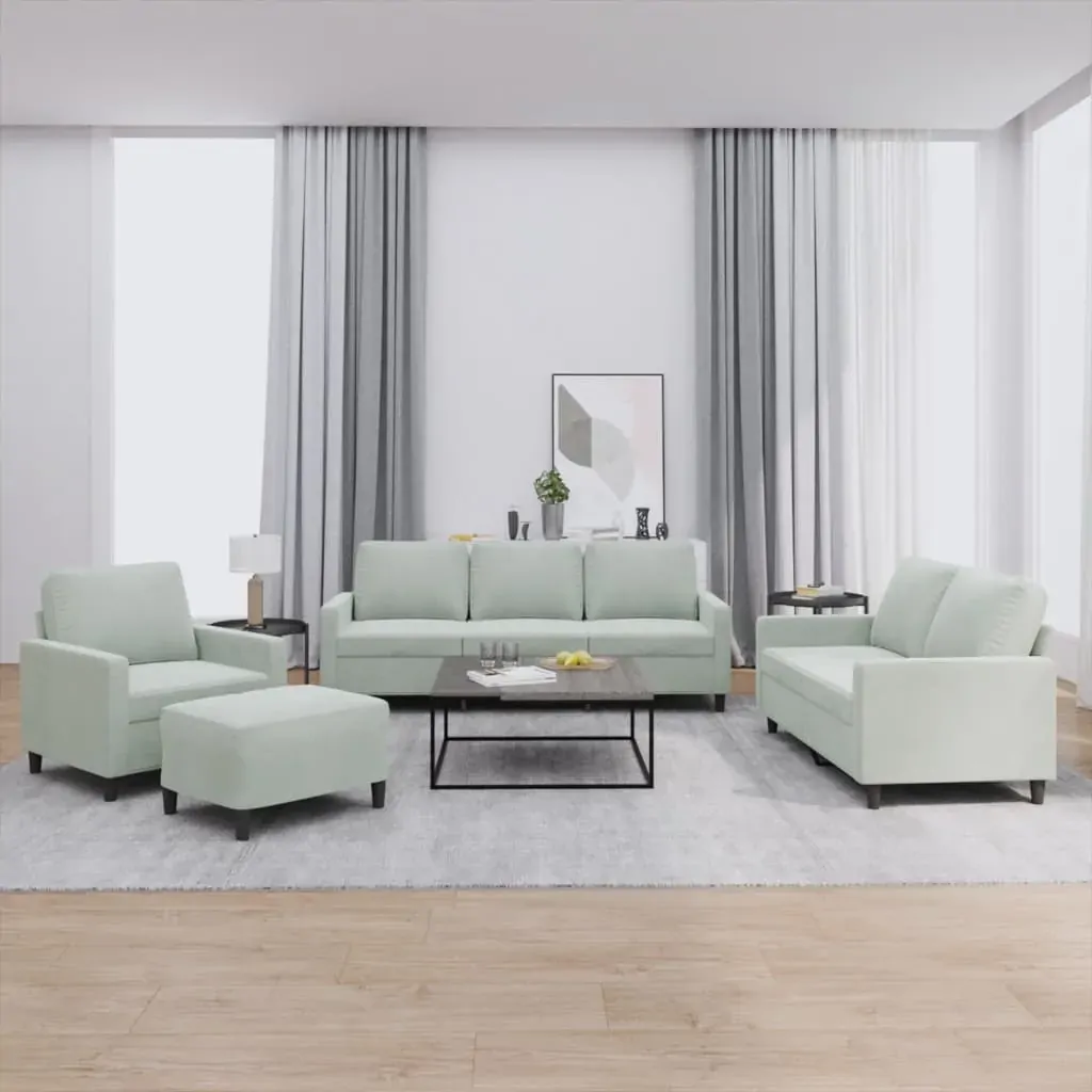 4 Piece Sofa Set with Cushions Light Grey Velvet 4 Piece Sofa Set with Cushions Light Grey Velvet