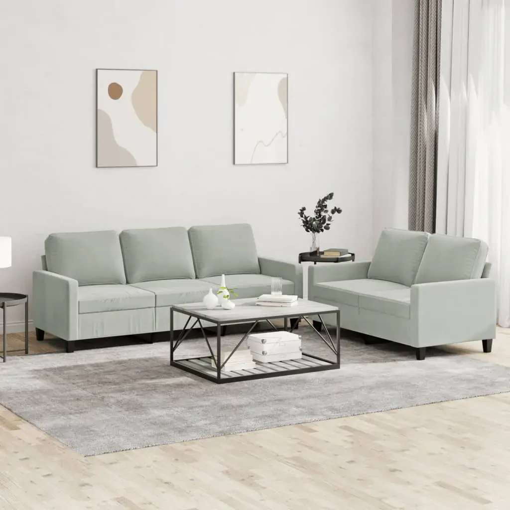 2 Piece Sofa Set with Cushions Light Grey Velvet 2 Piece Sofa Set with Cushions Light Grey Velvet