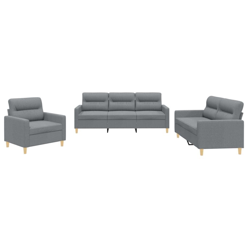 3 Piece Sofa Set with Cushions Light Grey Fabric 3 Piece Sofa Set with Cushions Light Grey Fabric