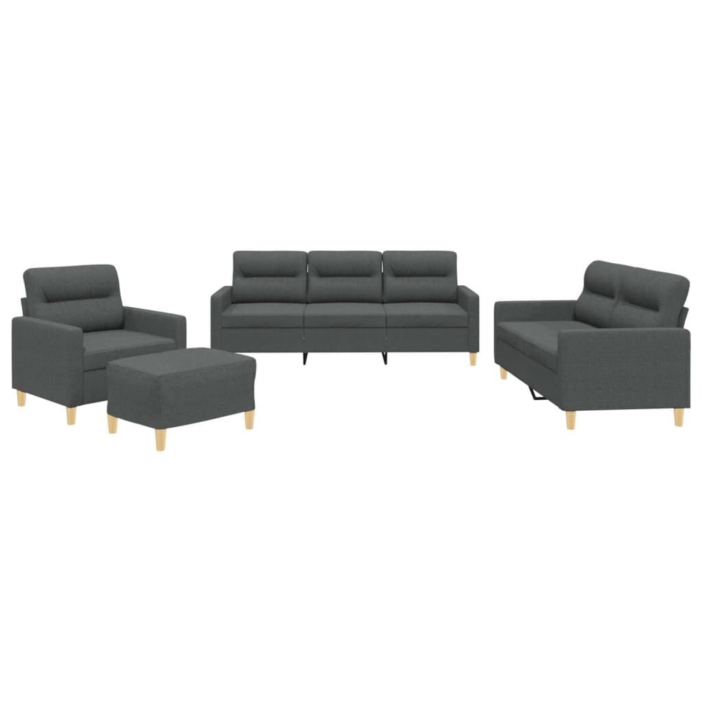 4 Piece Sofa Set with Cushions Dark Grey Fabric 4 Piece Sofa Set with Cushions Dark Grey Fabric