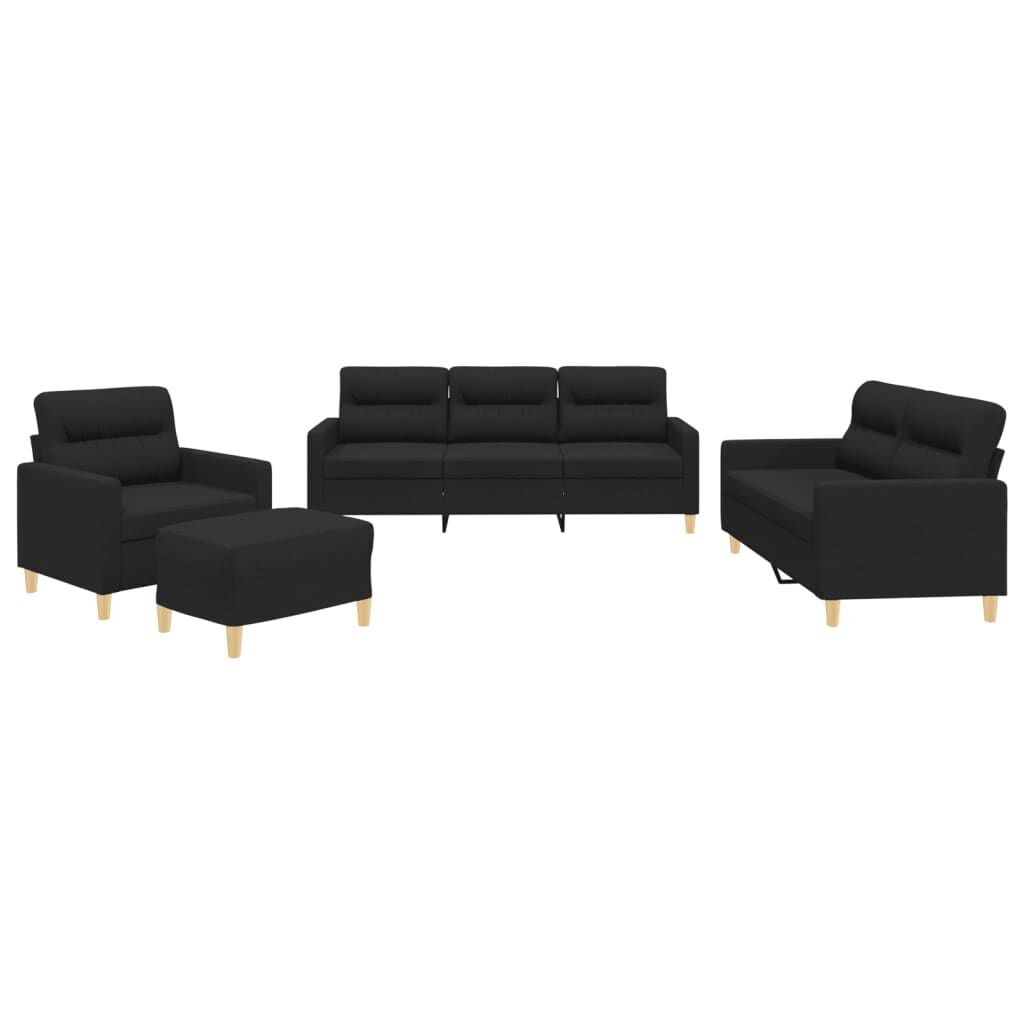 4 Piece Sofa Set with Cushions Black Fabric 4 Piece Sofa Set with Cushions Black Fabric