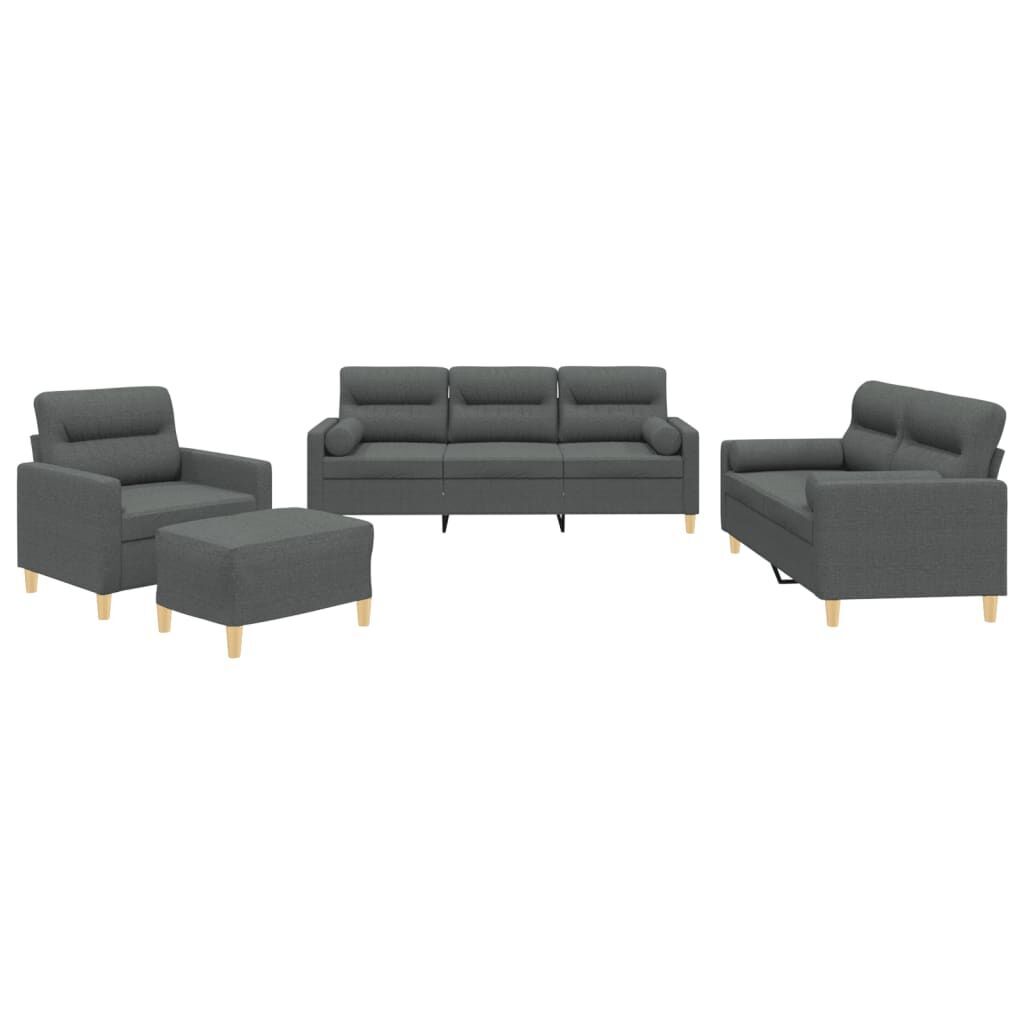 4 Piece Sofa Set with Pillows Dark Grey Fabric 4 Piece Sofa Set with Pillows Dark Grey Fabric