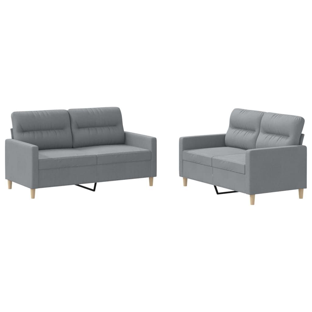 2 Piece Sofa Set with Cushions Light Grey Fabric 2 Piece Sofa Set with Cushions Light Grey Fabric