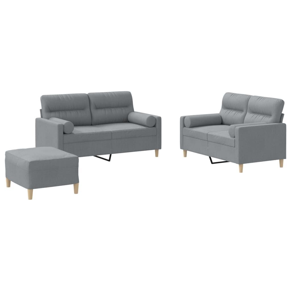 3 Piece Sofa Set with Pillows Light Grey Fabric 3 Piece Sofa Set with Pillows Light Grey Fabric