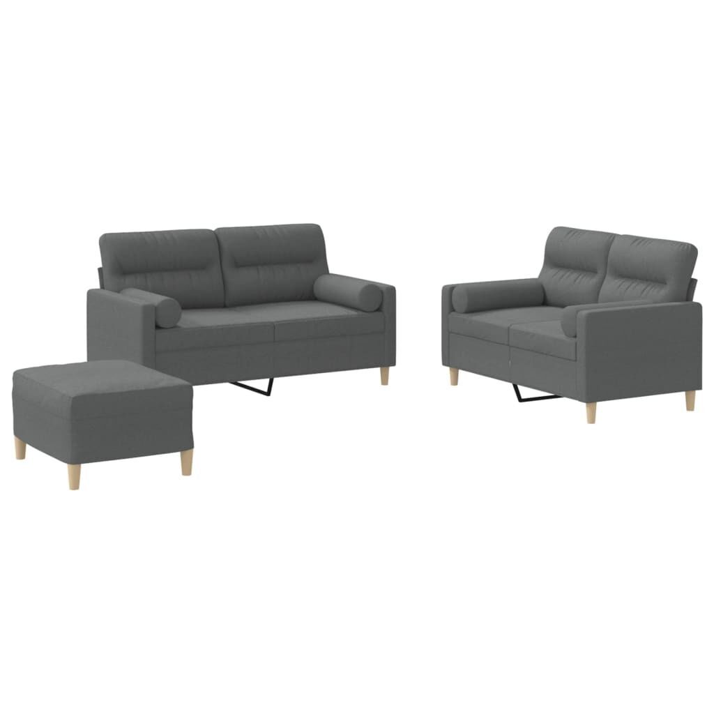 3 Piece Sofa Set with Pillows Dark Grey Fabric 3 Piece Sofa Set with Pillows Dark Grey Fabric