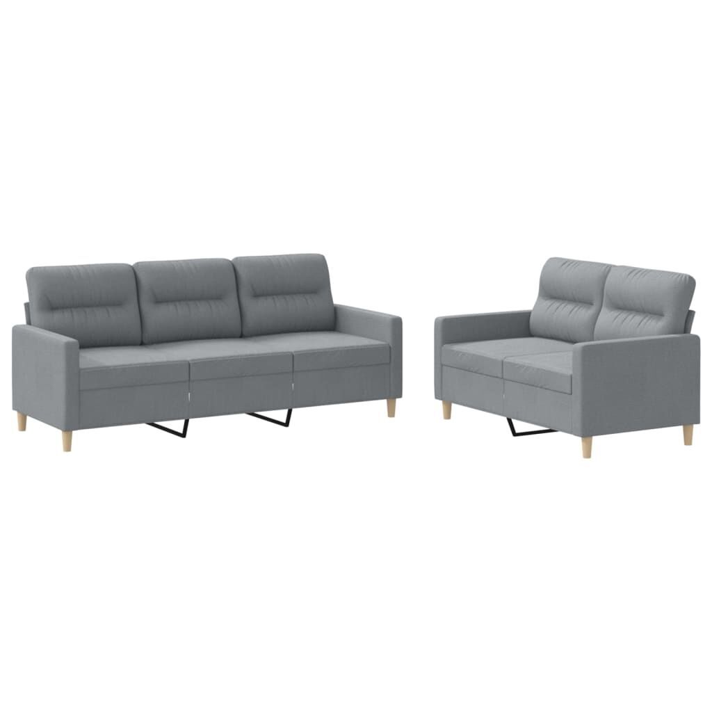 2 Piece Sofa Set with Cushions Light Grey Fabric 2 Piece Sofa Set with Cushions Light Grey Fabric