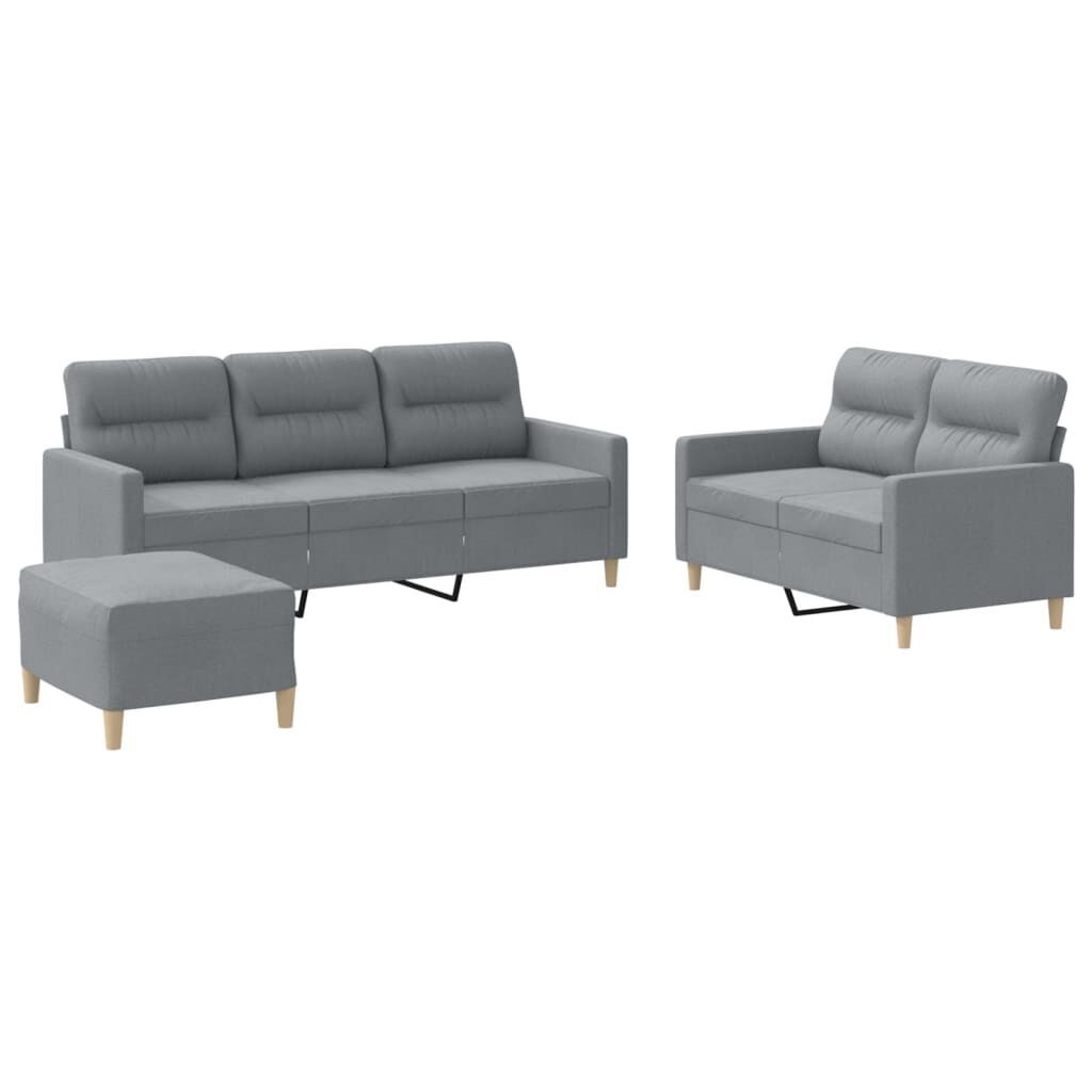 3 Piece Sofa Set with Cushions Light Grey Fabric 3 Piece Sofa Set with Cushions Light Grey Fabric