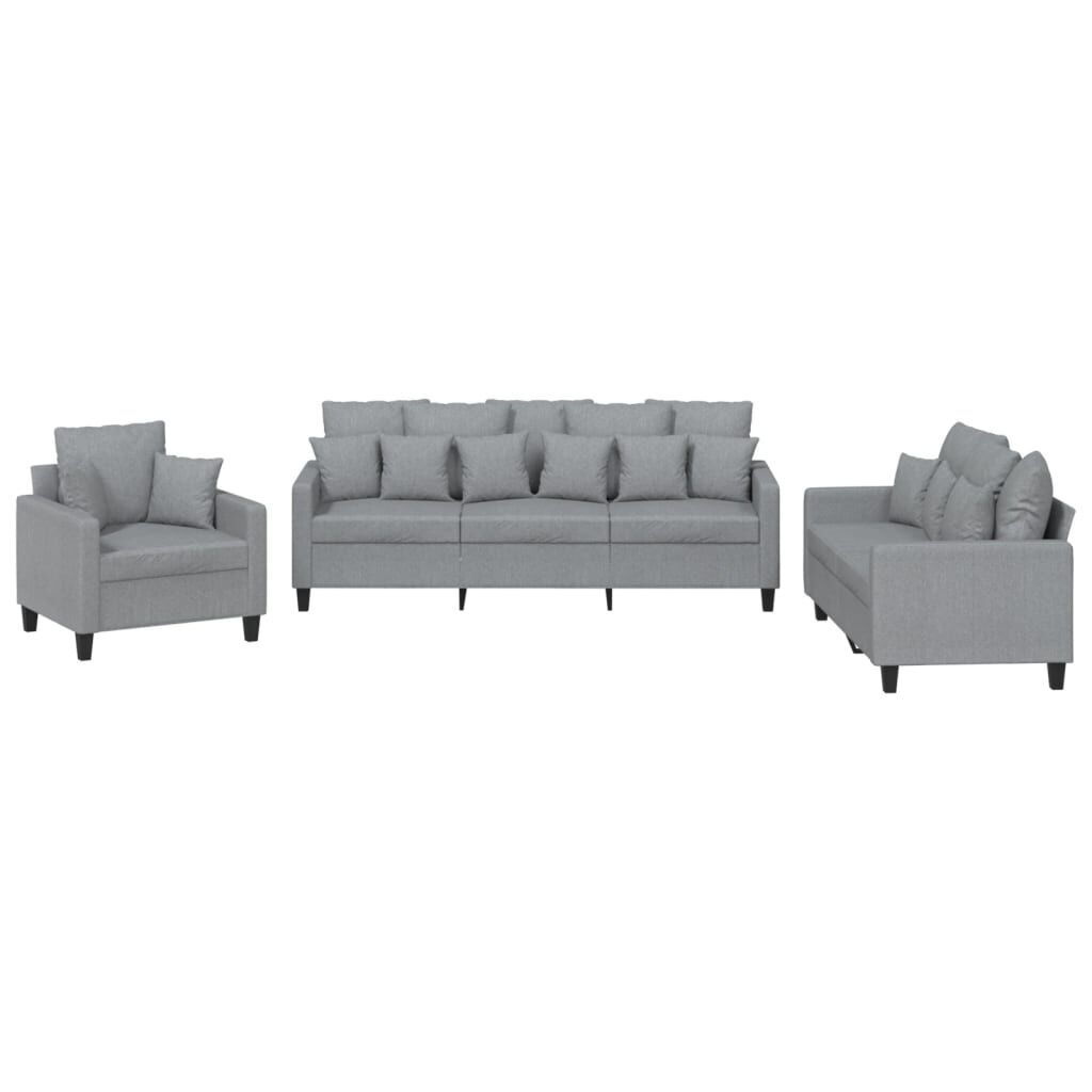 3 Piece Sofa Set with Pillows Light Grey Fabric 3 Piece Sofa Set with Pillows Light Grey Fabric