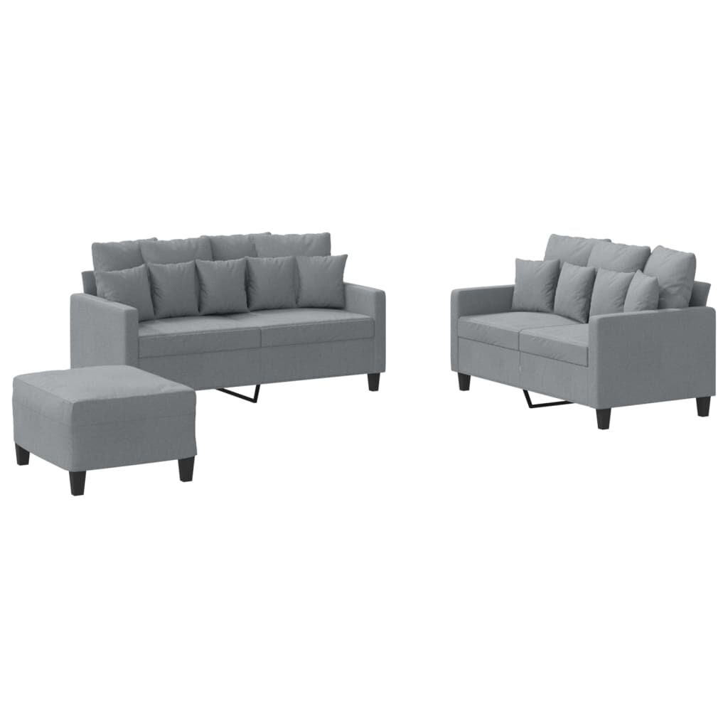 3 Piece Sofa Set with Cushions Light Grey Fabric 3 Piece Sofa Set with Cushions Light Grey Fabric