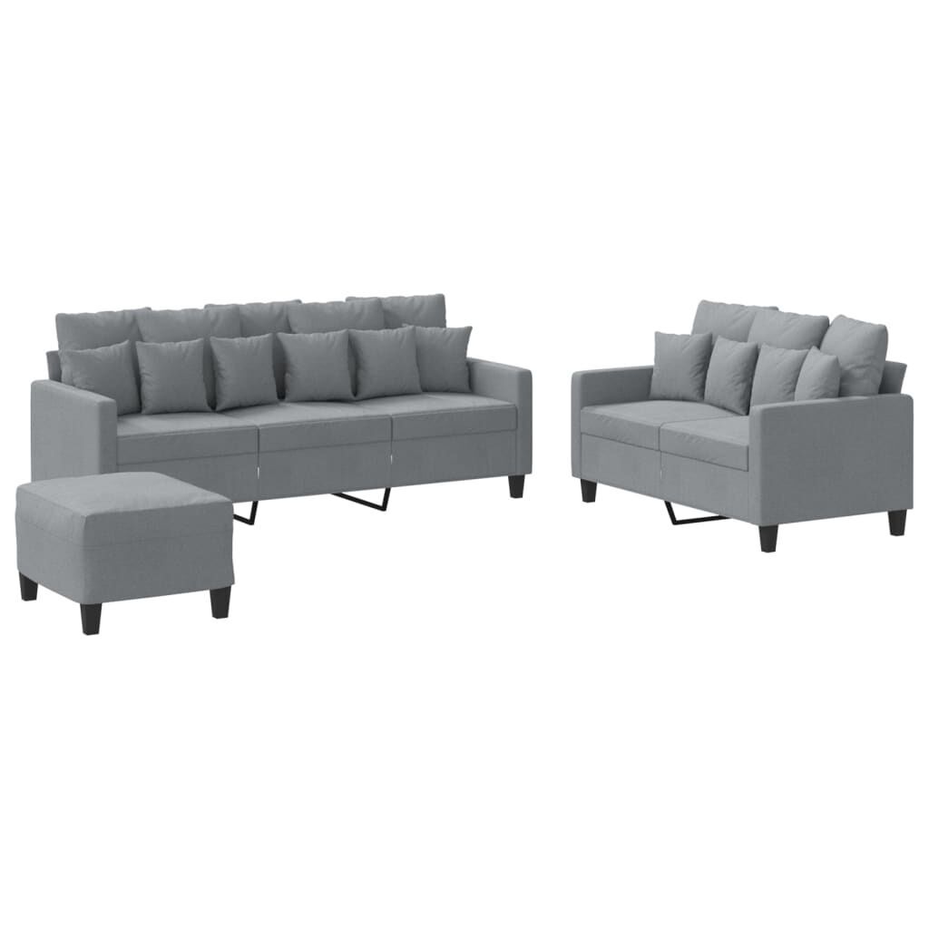 3 Piece Sofa Set with Cushions Light Grey Fabric 3 Piece Sofa Set with Cushions Light Grey Fabric