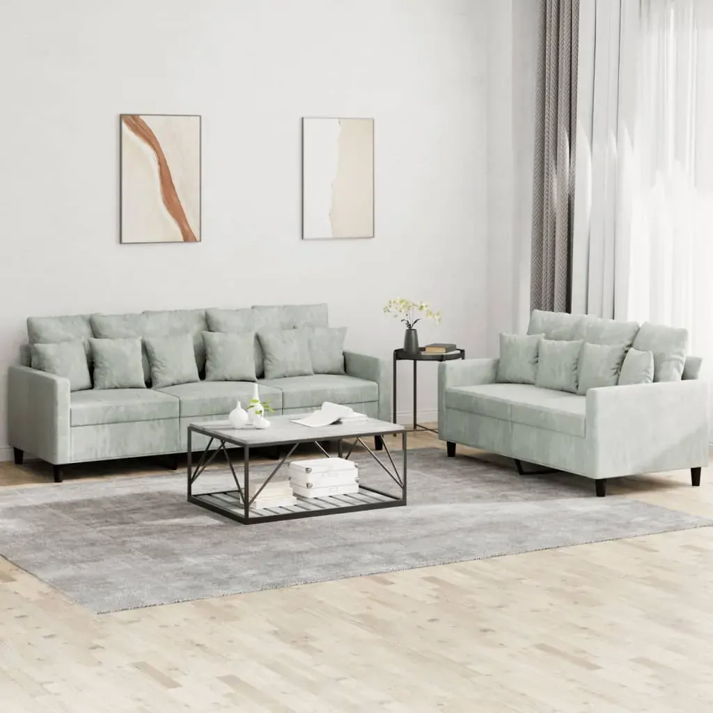 2 Piece Sofa Set with Cushions Light Grey Velvet 2 Piece Sofa Set with Cushions Light Grey Velvet