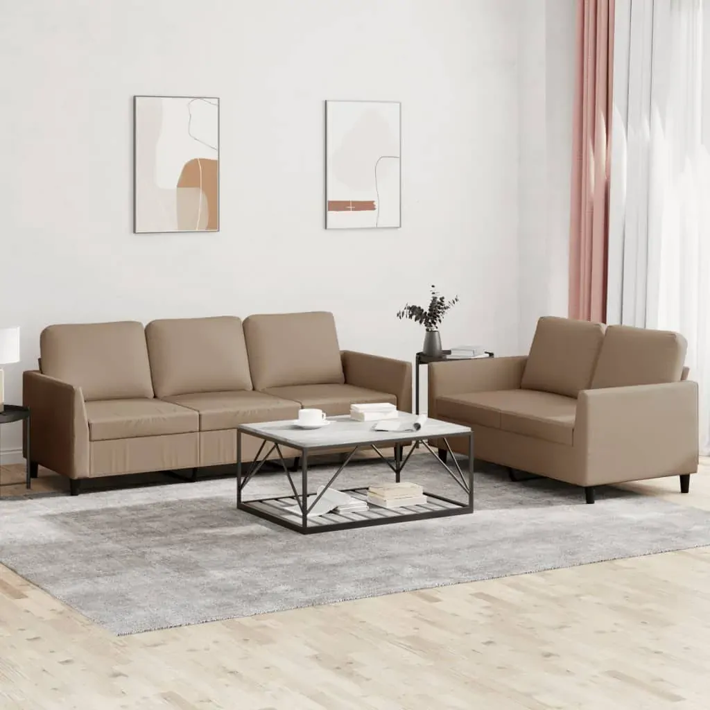 2 Piece Sofa Set with Cushions Cappuccino Faux Leather 2 Piece Sofa Set with Cushions Cappuccino Faux Leather