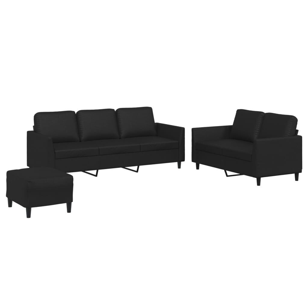 3 Piece Sofa Set with Cushions Black Faux Leather 3 Piece Sofa Set with Cushions Black Faux Leather