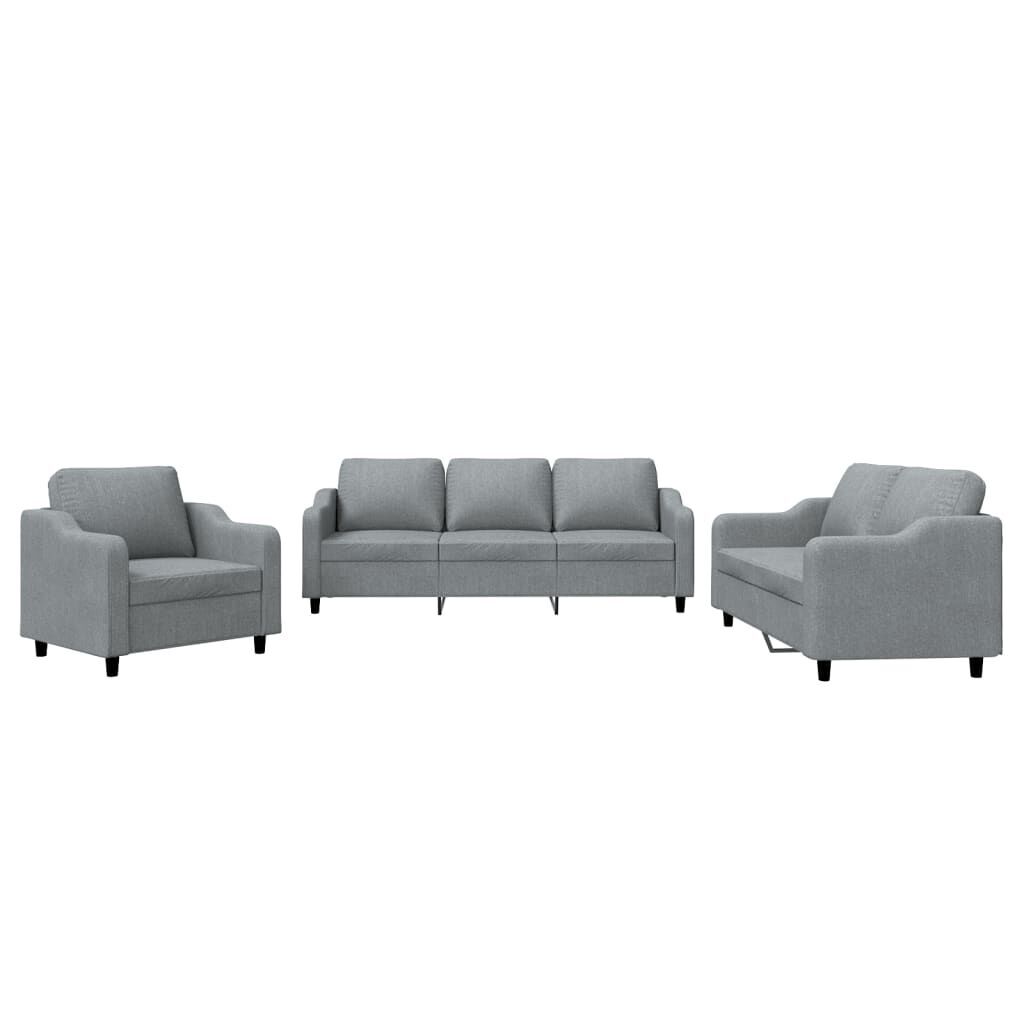 3 Piece Sofa Set with Cushions Light Grey Fabric 3 Piece Sofa Set with Cushions Light Grey Fabric