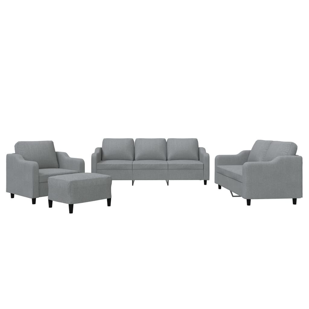 4 Piece Sofa Set with Cushions Light Grey Fabric 4 Piece Sofa Set with Cushions Light Grey Fabric