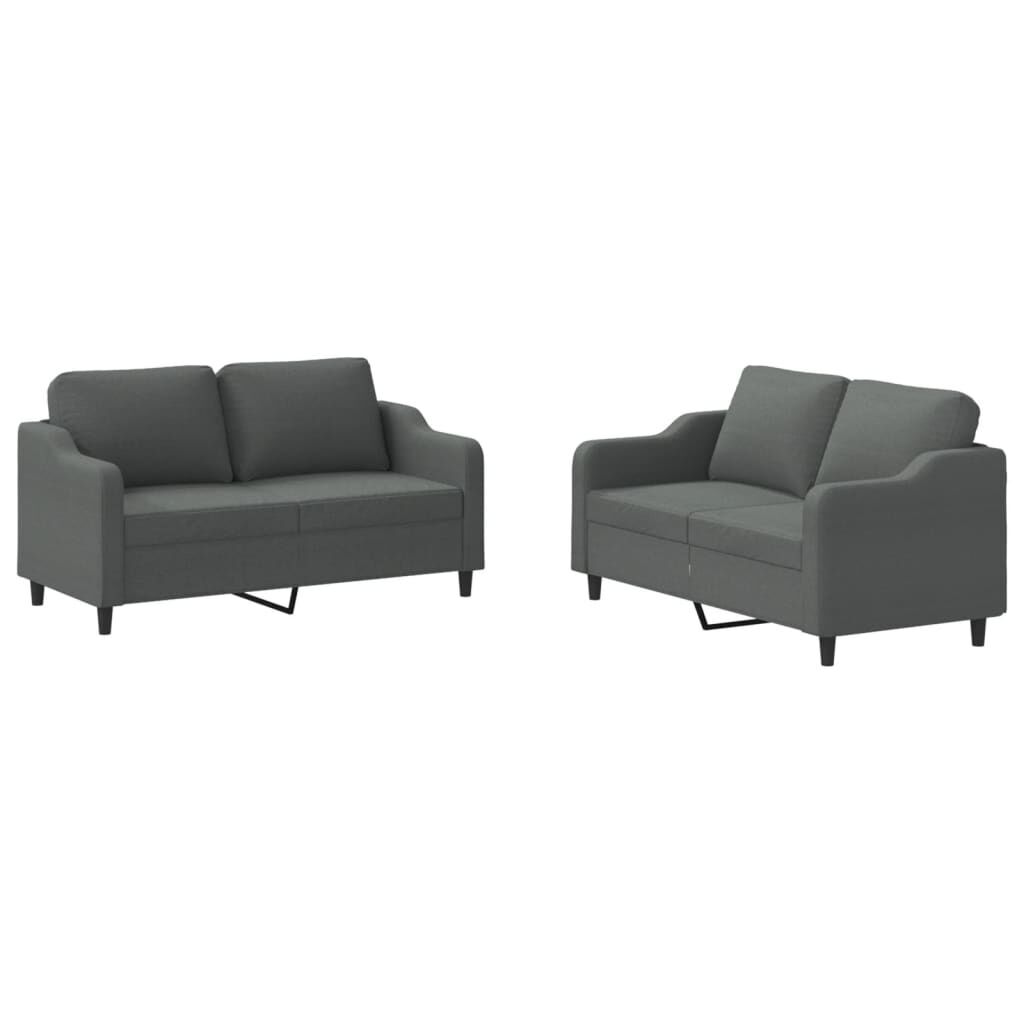 2 Piece Sofa Set with Cushions Dark Grey Fabric 2 Piece Sofa Set with Cushions Dark Grey Fabric