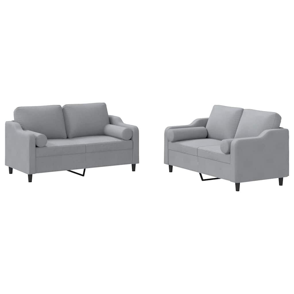 2 Piece Sofa Set with Pillows Light Grey Fabric 2 Piece Sofa Set with Pillows Light Grey Fabric