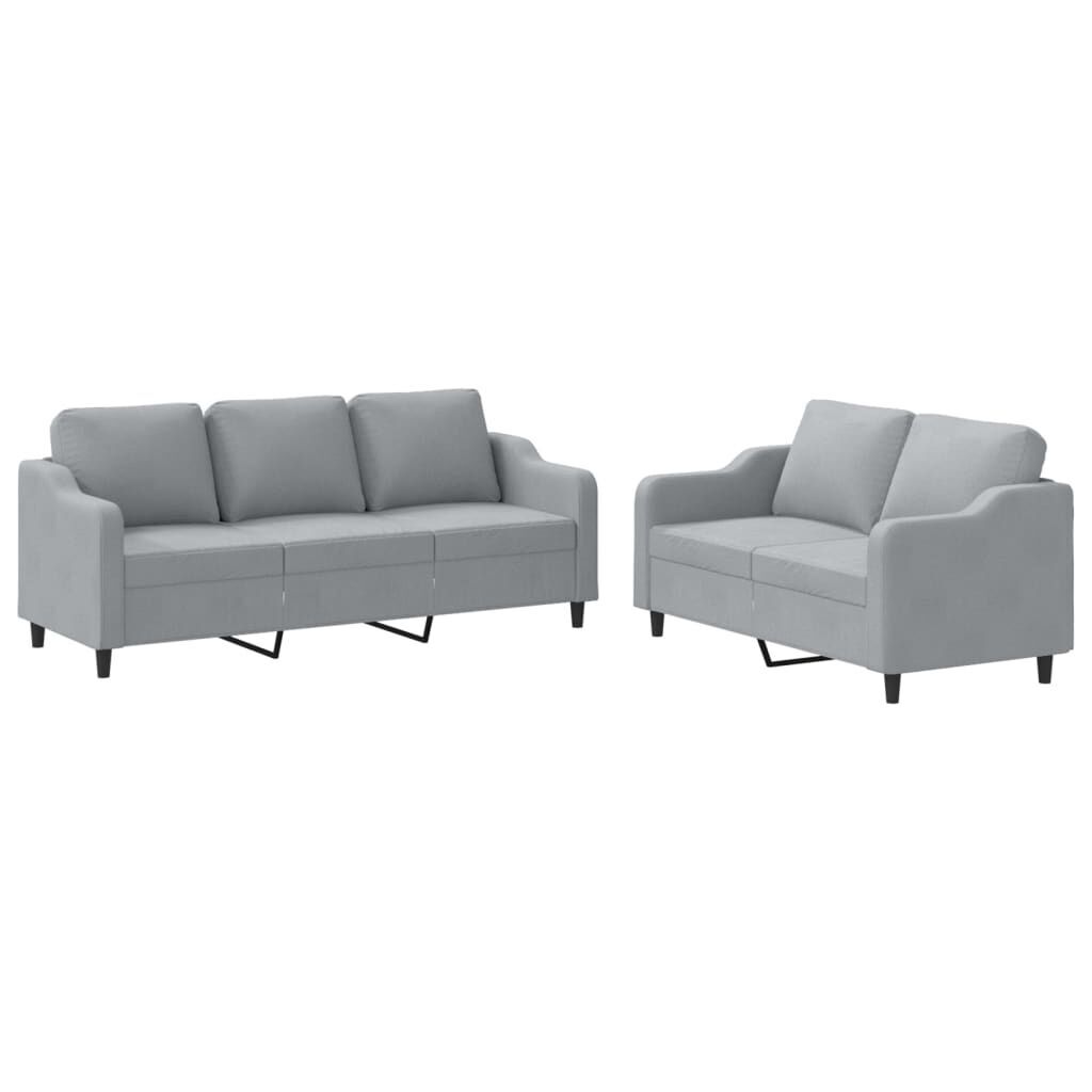 2 Piece Sofa Set with Cushions Light Grey Fabric 2 Piece Sofa Set with Cushions Light Grey Fabric