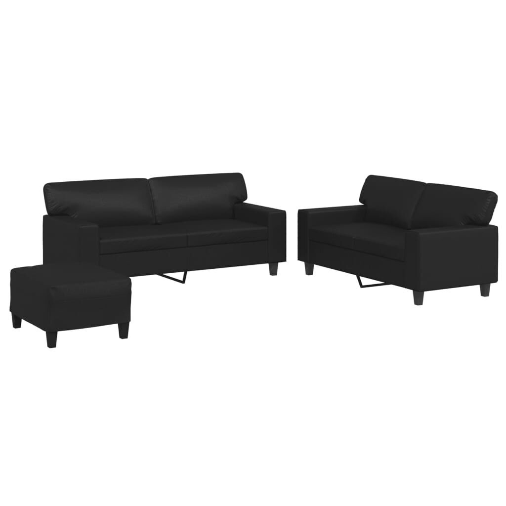 3 Piece Sofa Set Black Faux Leather 3 Piece Sofa Set Black Faux Leather