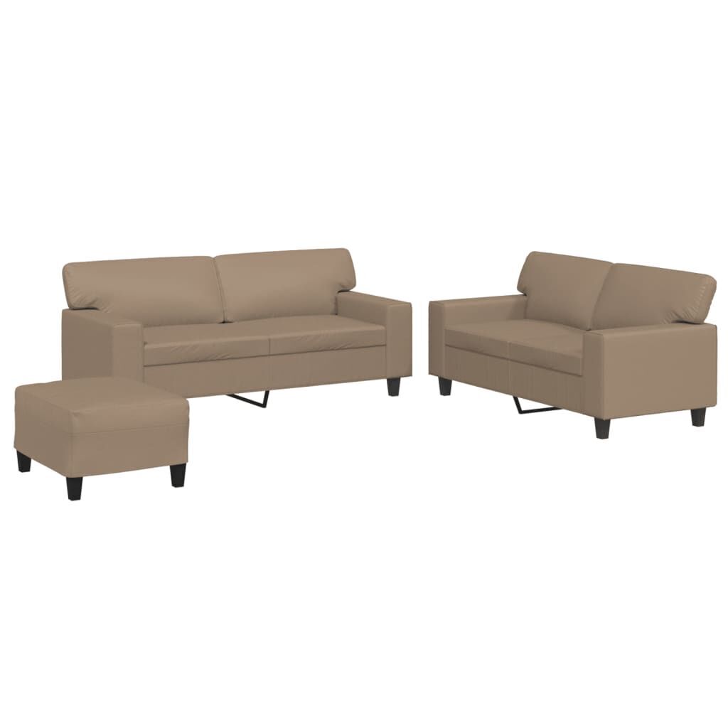 3 Piece Sofa Set Cappuccino Faux Leather 3 Piece Sofa Set Cappuccino Faux Leather