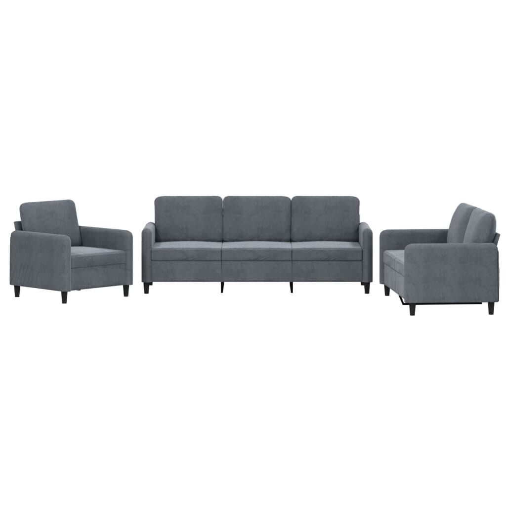 3 Piece Sofa Set Dark Grey Velvet 3 Piece Sofa Set Dark Grey Velvet