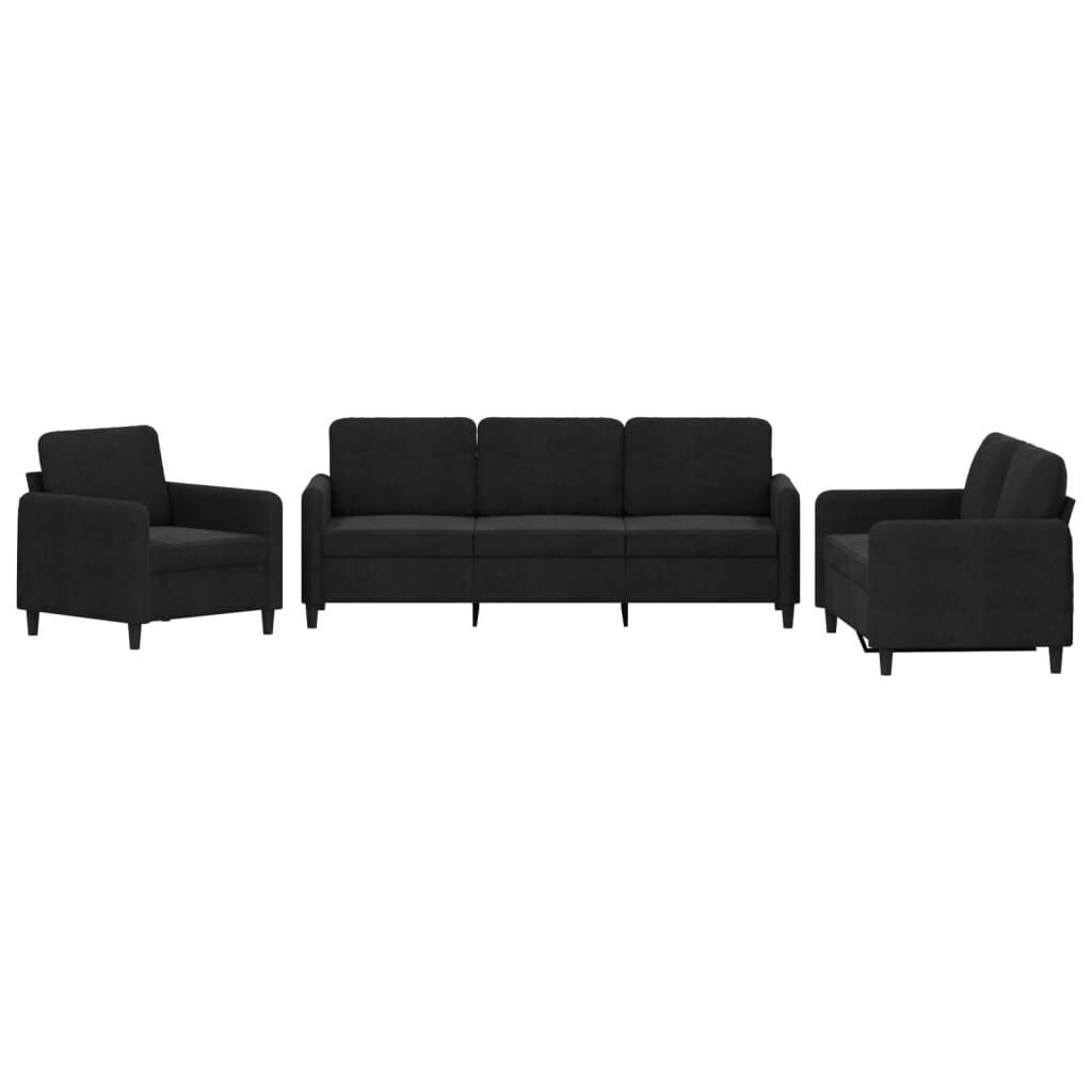 3 Piece Sofa Set Black Velvet 3 Piece Sofa Set Black Velvet