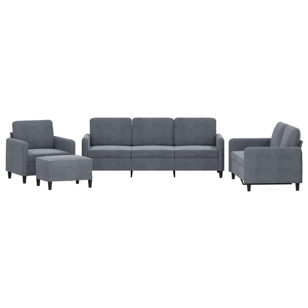4 Piece Sofa Set Dark Grey Velvet 4 Piece Sofa Set Dark Grey Velvet