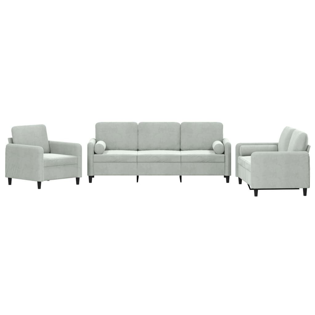 3 Piece Sofa Set with Pillows Light Grey Velvet 3 Piece Sofa Set with Pillows Light Grey Velvet