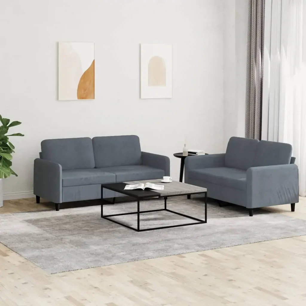 2 Piece Sofa Set Dark Grey Velvet 2 Piece Sofa Set Dark Grey Velvet