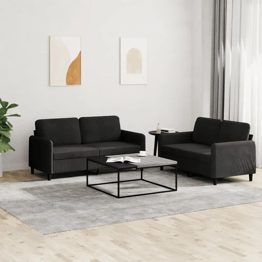 2 Piece Sofa Set Black Velvet 2 Piece Sofa Set Black Velvet