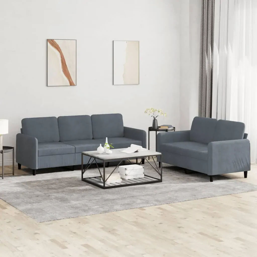 2 Piece Sofa Set Dark Grey Velvet 2 Piece Sofa Set Dark Grey Velvet