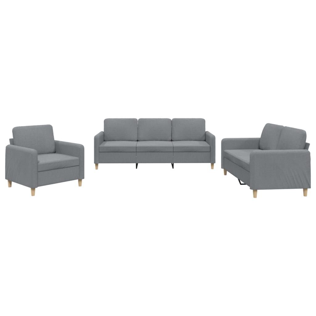 3 Piece Sofa Set with Cushions Light Grey Fabric 3 Piece Sofa Set with Cushions Light Grey Fabric