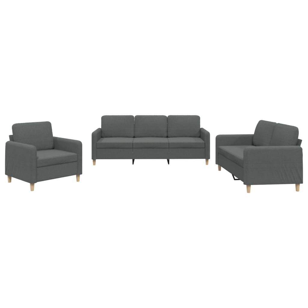 3 Piece Sofa Set with Cushions Dark Grey Fabric 3 Piece Sofa Set with Cushions Dark Grey Fabric
