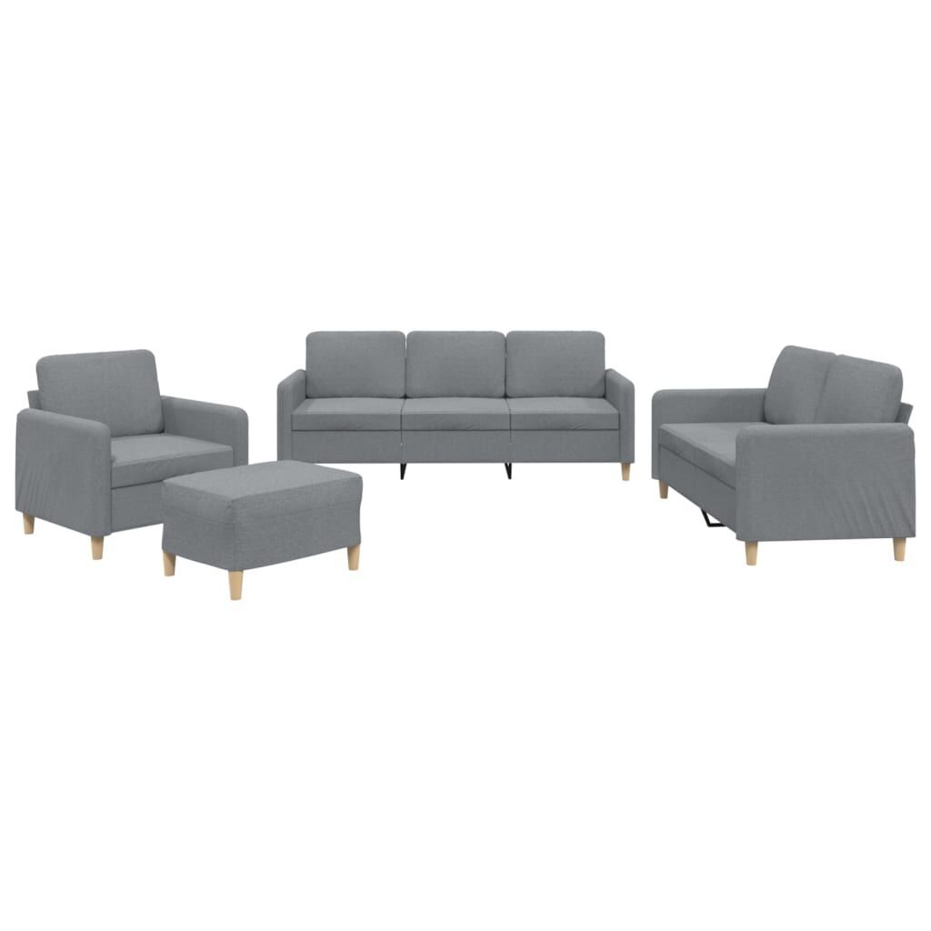 4 Piece Sofa Set with Cushions Light Grey Fabric 4 Piece Sofa Set with Cushions Light Grey Fabric