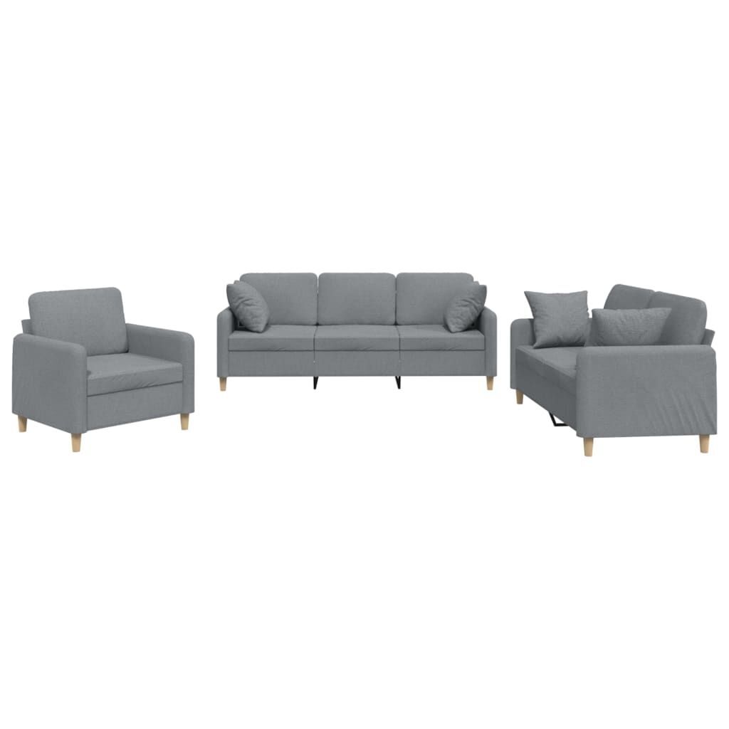 3 Piece Sofa Set with Pillows Light Grey Fabric 3 Piece Sofa Set with Pillows Light Grey Fabric