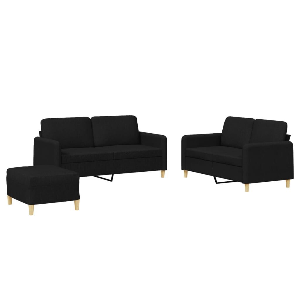 3 Piece Sofa Set with Cushions Black Fabric 3 Piece Sofa Set with Cushions Black Fabric