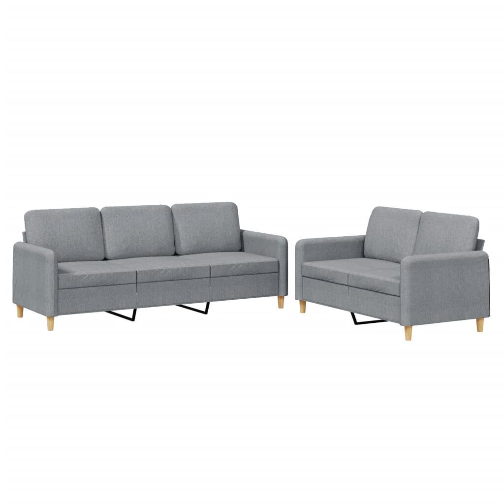 2 Piece Sofa Set with Cushions Light Grey Fabric 2 Piece Sofa Set with Cushions Light Grey Fabric