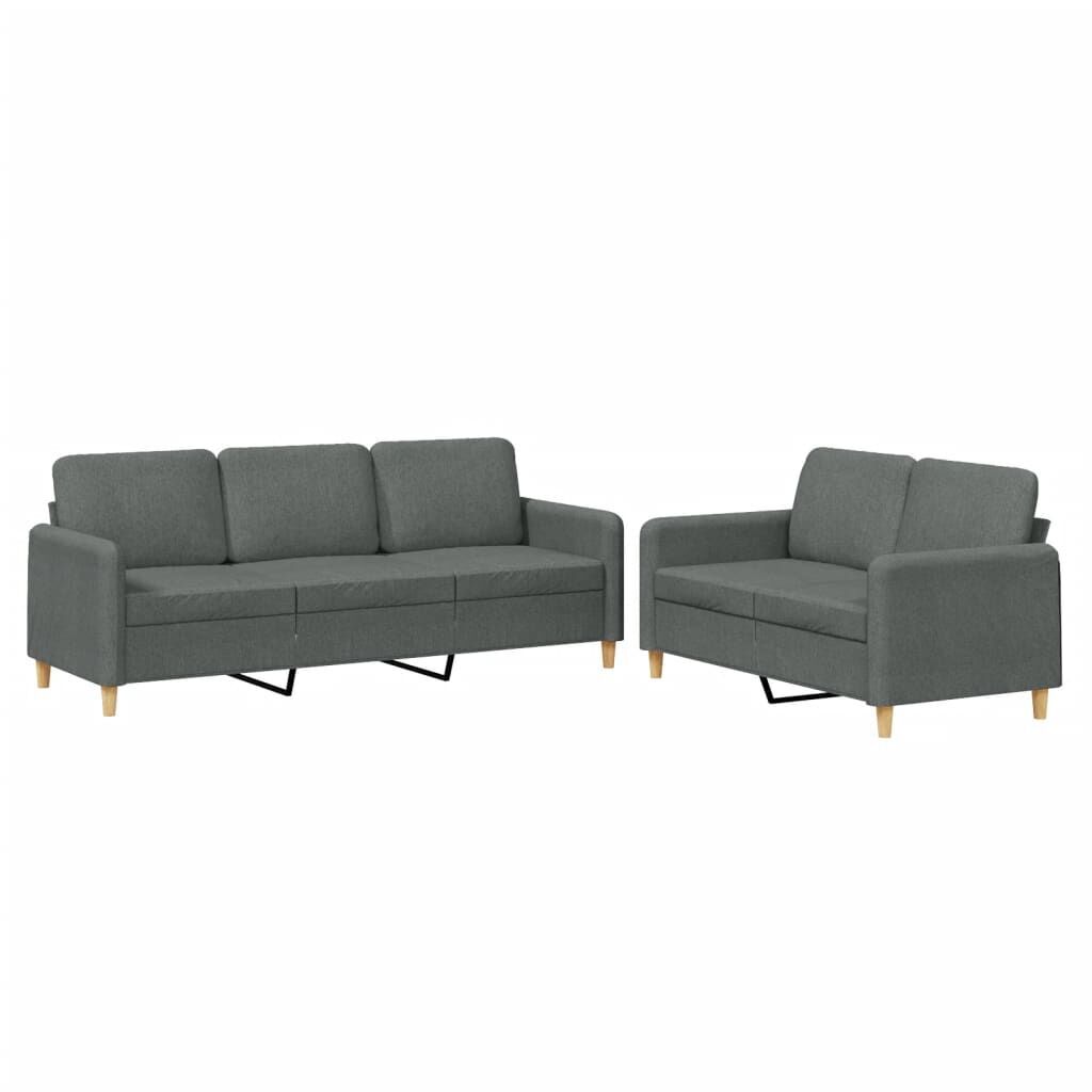 2 Piece Sofa Set with Cushions Dark Grey Fabric 2 Piece Sofa Set with Cushions Dark Grey Fabric