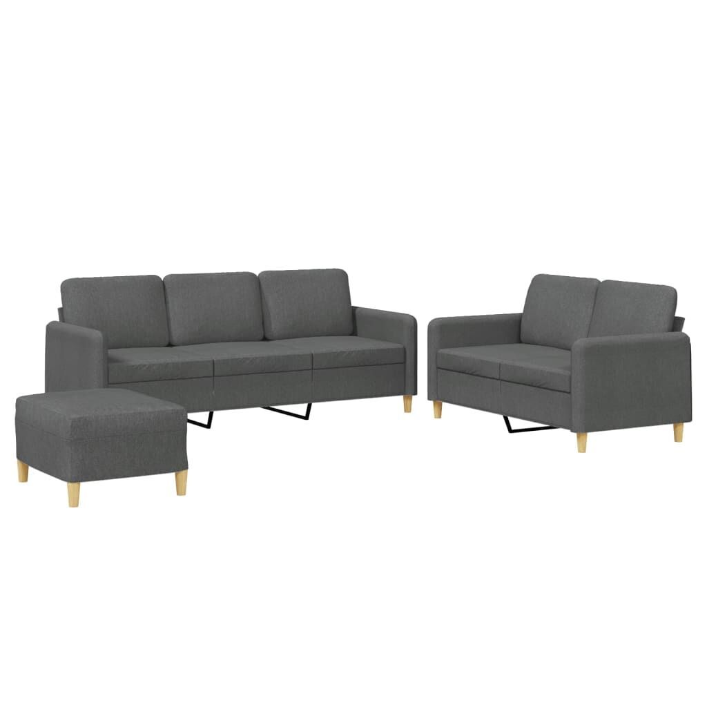 3 Piece Sofa Set with Cushions Dark Grey Fabric 3 Piece Sofa Set with Cushions Dark Grey Fabric