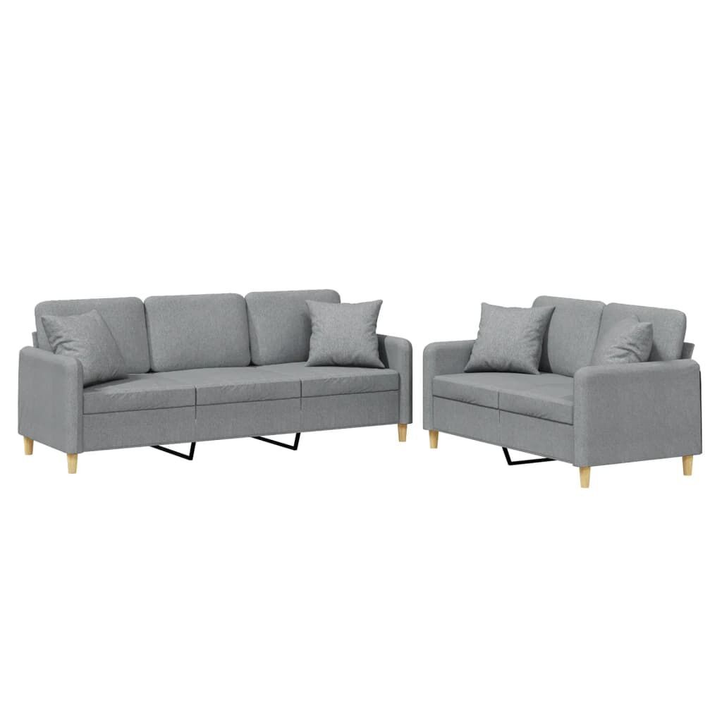 2 Piece Sofa Set with Pillows Light Grey Fabric 2 Piece Sofa Set with Pillows Light Grey Fabric