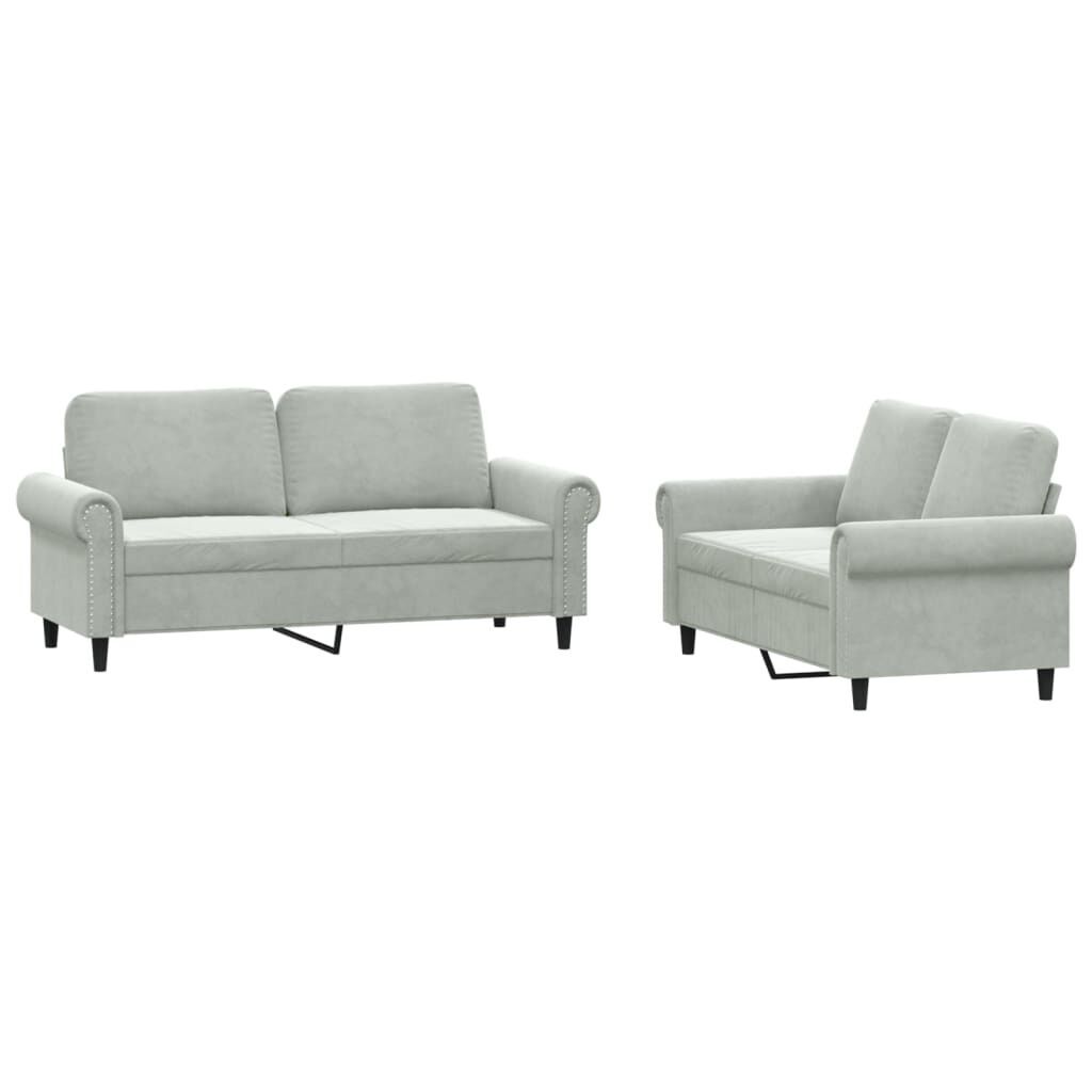 2 Piece Sofa Set with Cushions Light Grey Velvet 2 Piece Sofa Set with Cushions Light Grey Velvet