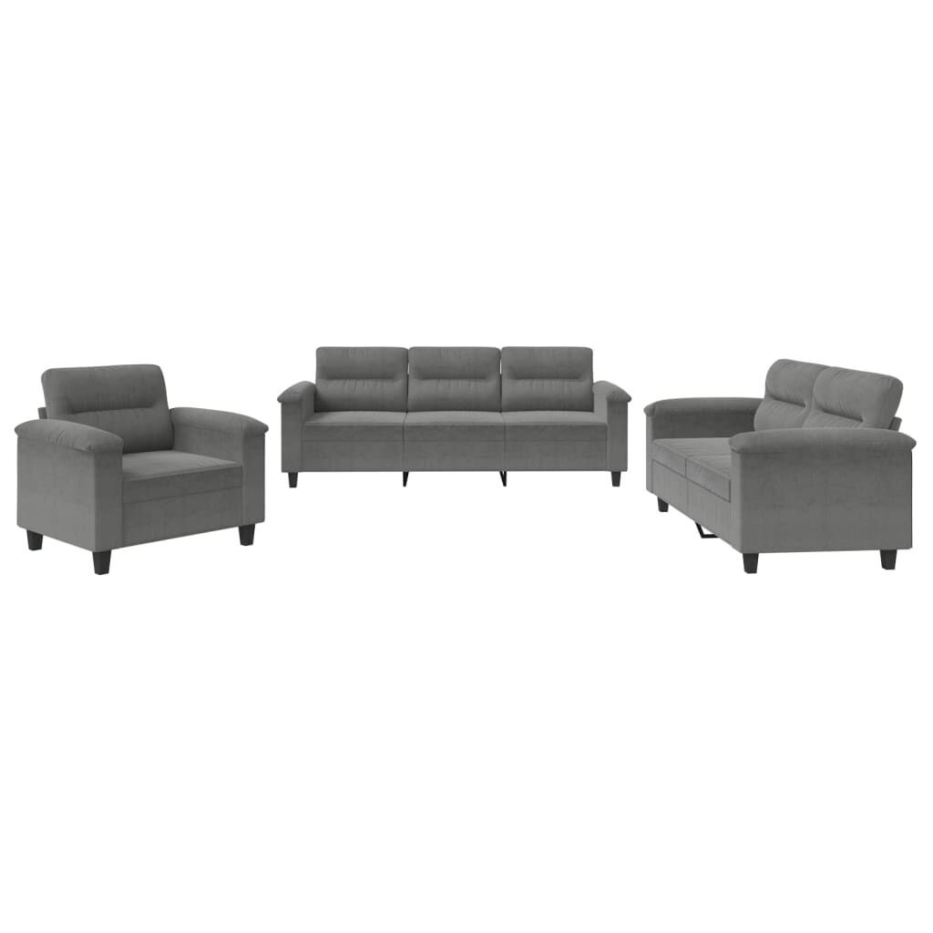 3 Piece Sofa Set with Cushions Dark Grey Microfibre Fabric 3 Piece Sofa Set with Cushions Dark Grey Microfibre Fabric
