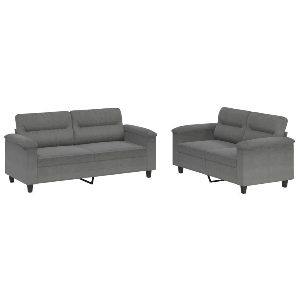 2 Piece Sofa Set with Cushions Dark Grey Microfibre Fabric 2 Piece Sofa Set with Cushions Dark Grey Microfibre Fabric