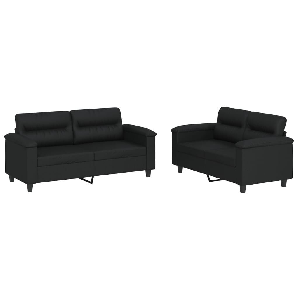 2 Piece Sofa Set with Cushions Black Faux Leather 2 Piece Sofa Set with Cushions Black Faux Leather