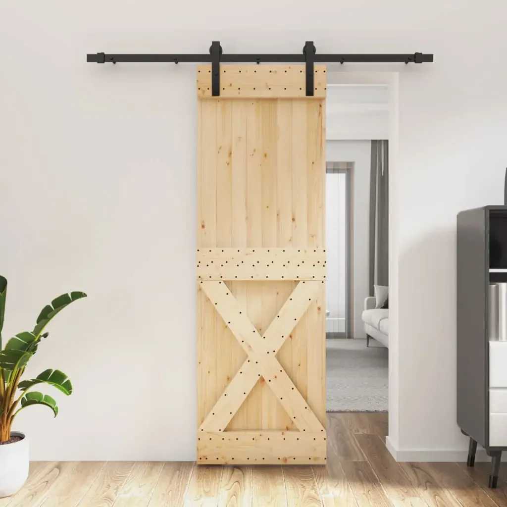 Sliding Door with Hardware Set 70x210 cm Solid Wood Pine Sliding Door with Hardware Set 70x210 cm Solid Wood Pine