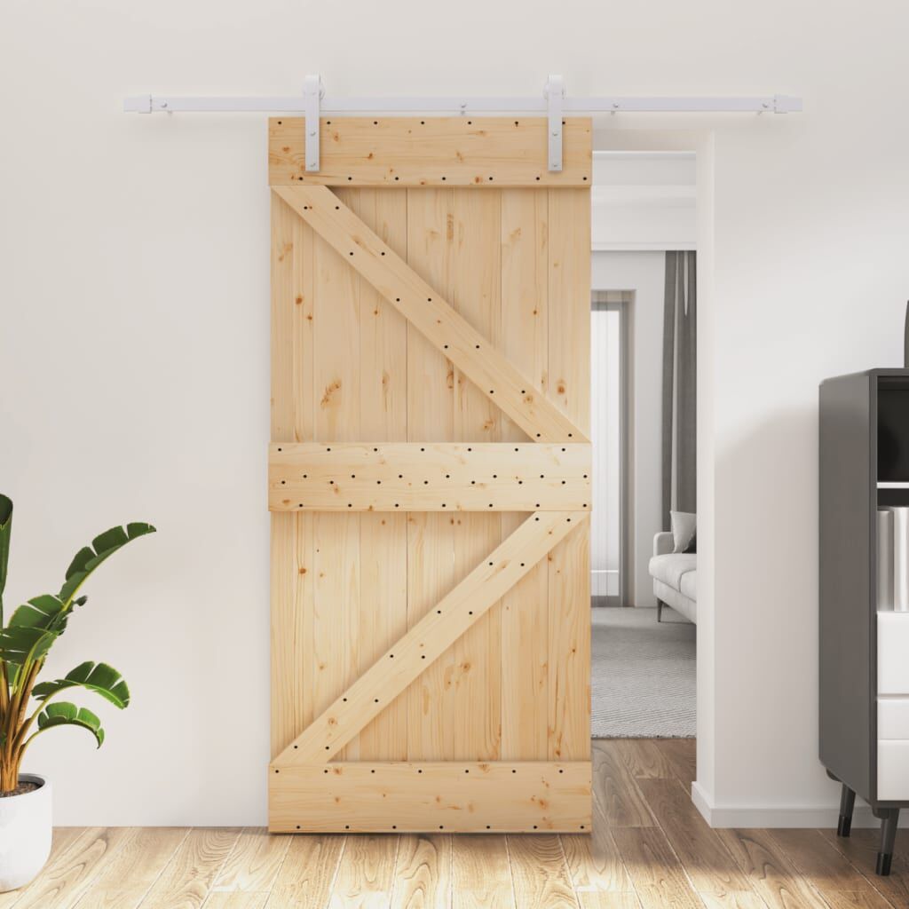 Sliding Door with Hardware Set 95x210 cm Solid Wood Pine Sliding Door with Hardware Set 95x210 cm Solid Wood Pine