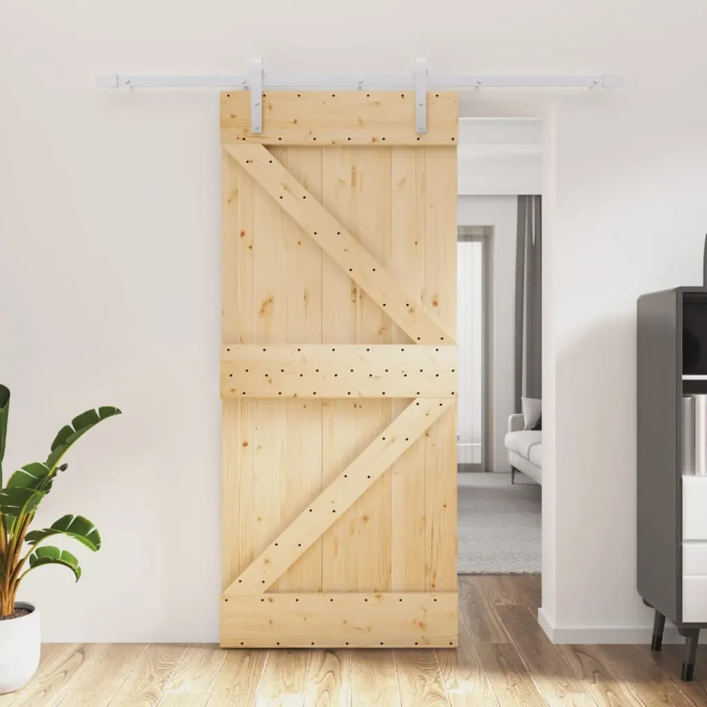 Sliding Door with Hardware Set 90x210 cm Solid Wood Pine Sliding Door with Hardware Set 90x210 cm Solid Wood Pine