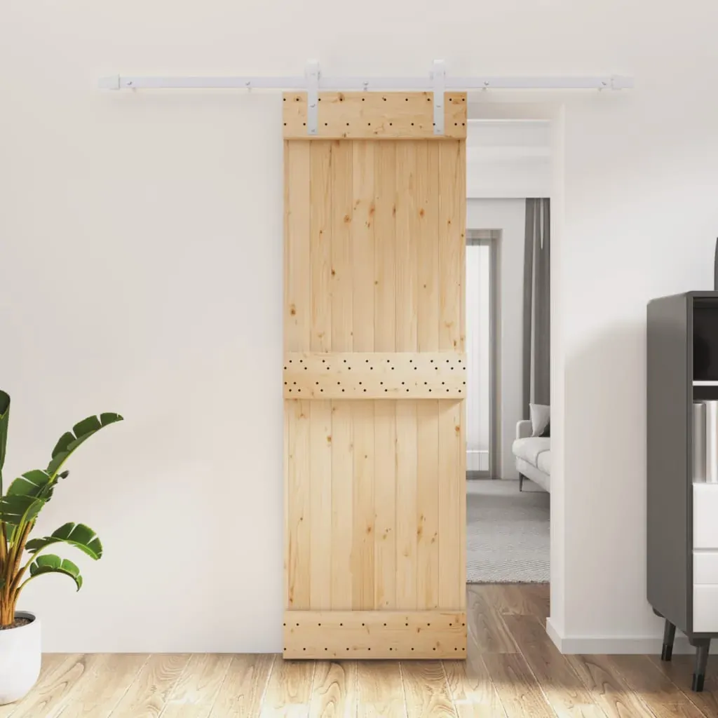 Sliding Door with Hardware Set 70x210 cm Solid Wood Pine Sliding Door with Hardware Set 70x210 cm Solid Wood Pine
