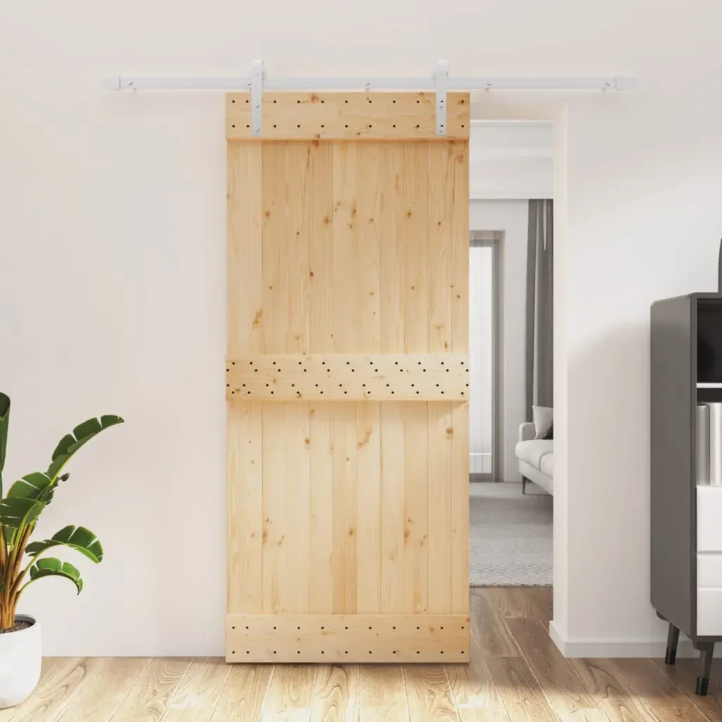 Sliding Door with Hardware Set 90x210 cm Solid Wood Pine Sliding Door with Hardware Set 90x210 cm Solid Wood Pine