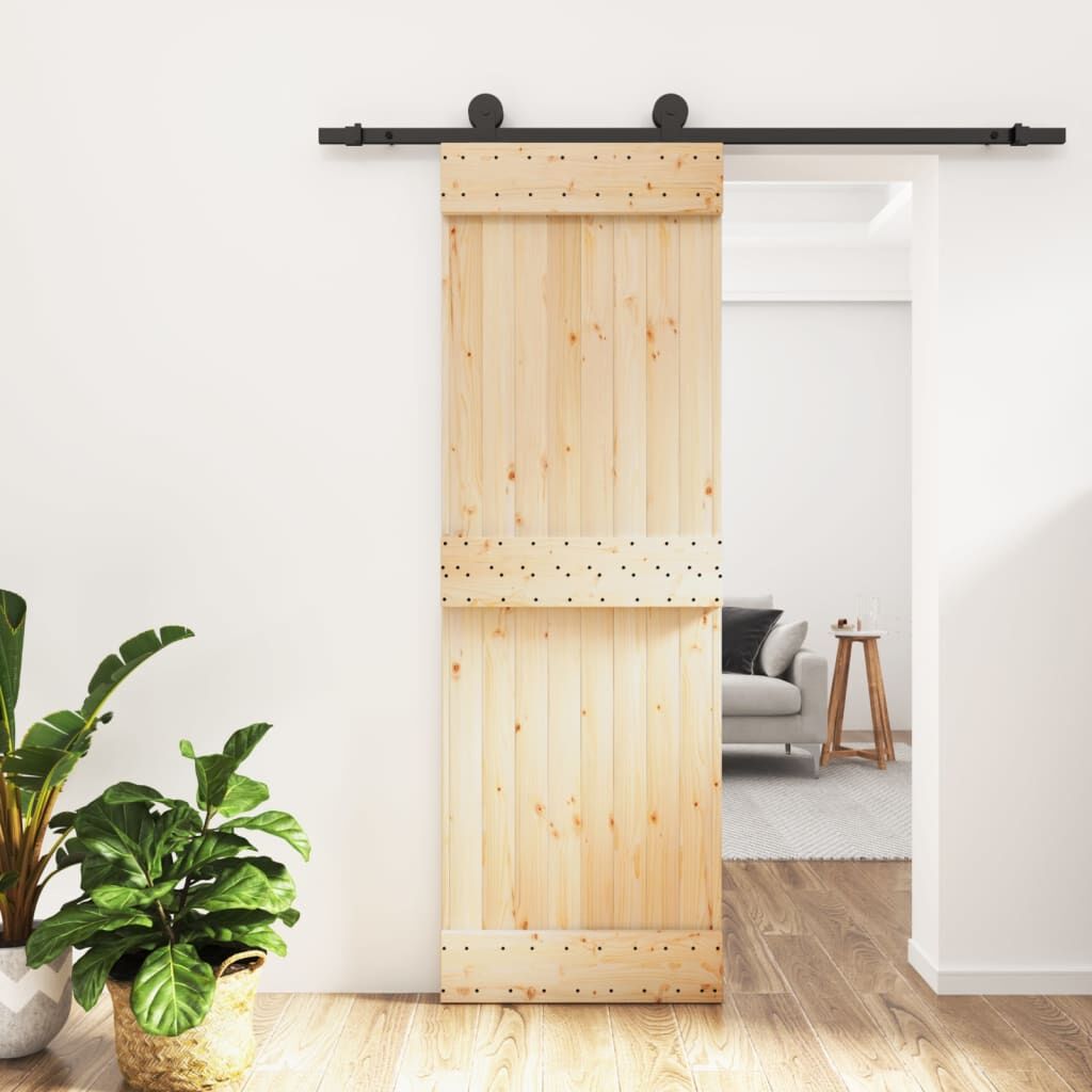 Sliding Door with Hardware Set 70x210 cm Solid Wood Pine Sliding Door with Hardware Set 70x210 cm Solid Wood Pine